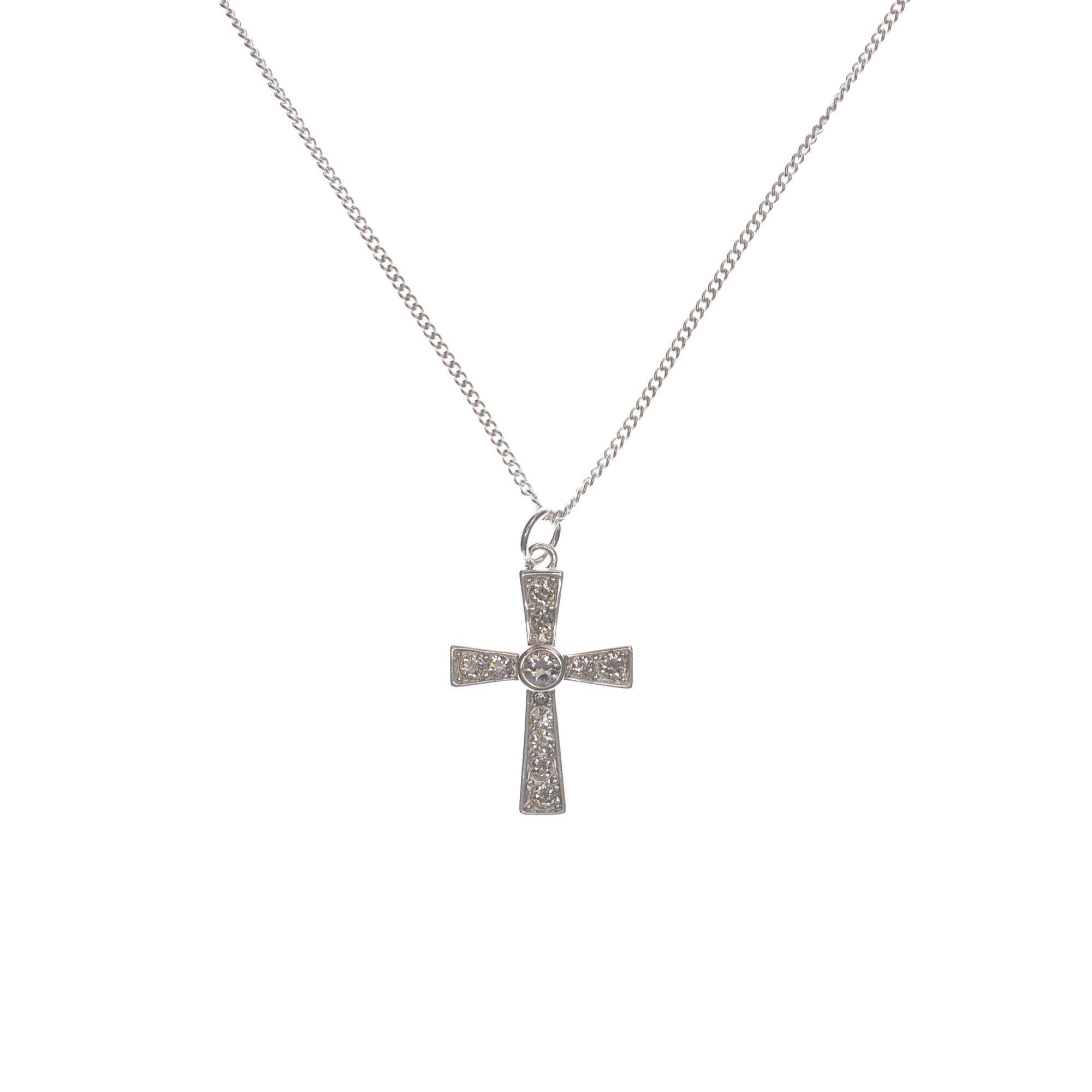 Silver Plated Flare Cross Necklace