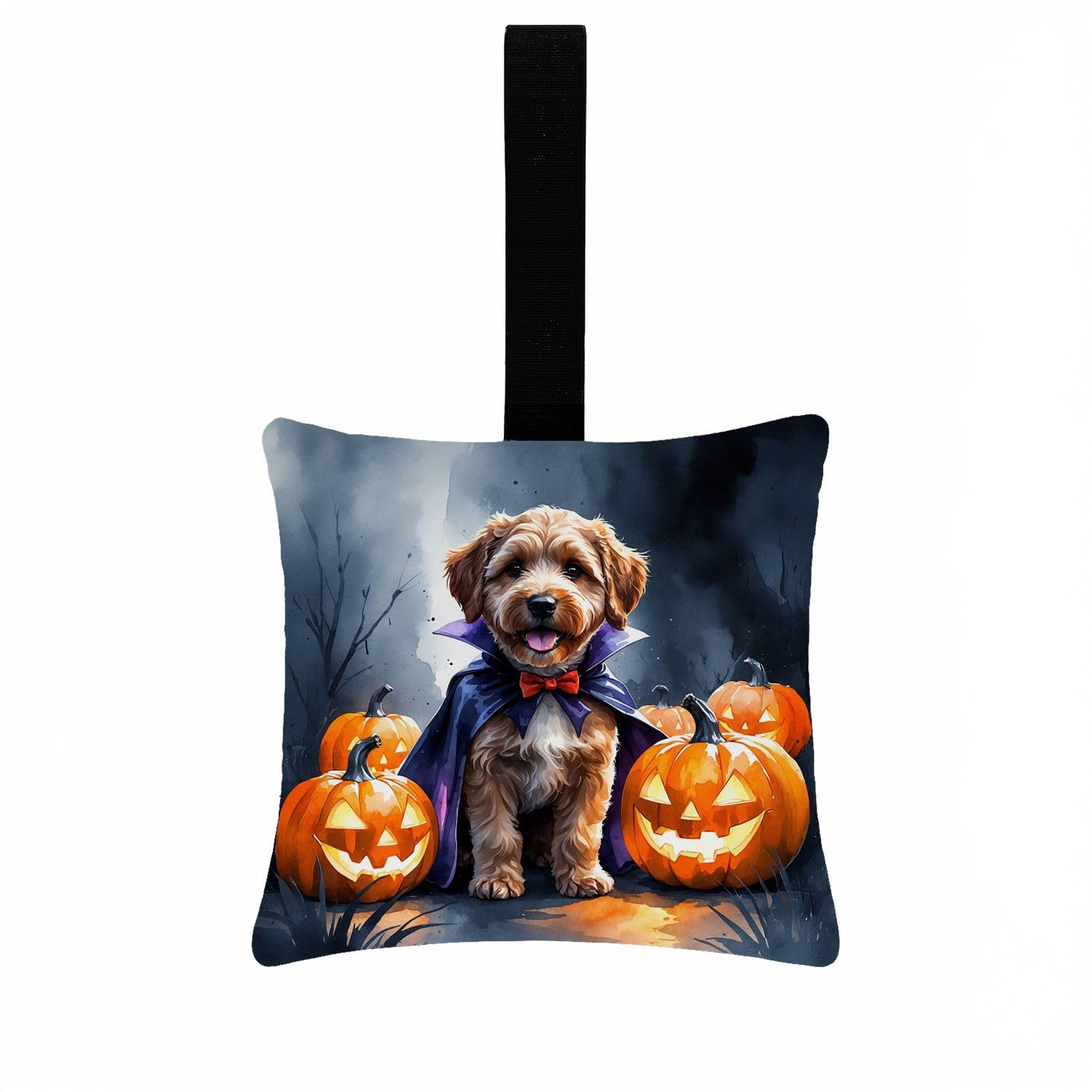 Carolines Treasures Chocolate Labradoodle Puppy Halloween Mini Hanging Pillow Ornament 3.5  3.5 Decorative Door-Knob & Tree Hanger, Soft Fabric Cushion