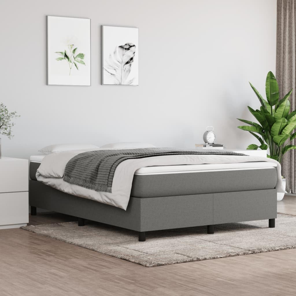 vidaXL Box Spring Bed Frame Dark Gray 53.9x74.8??Fabric