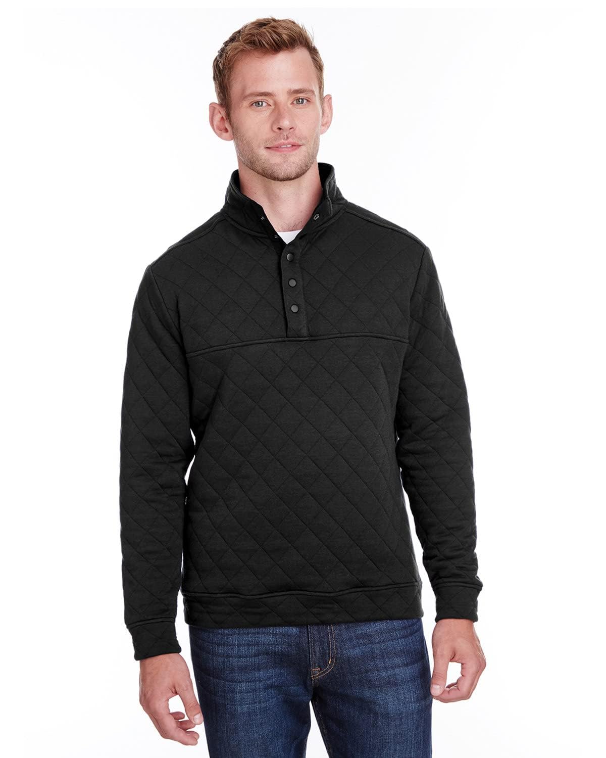 J. America Quilted Snap Pullover - Black, S