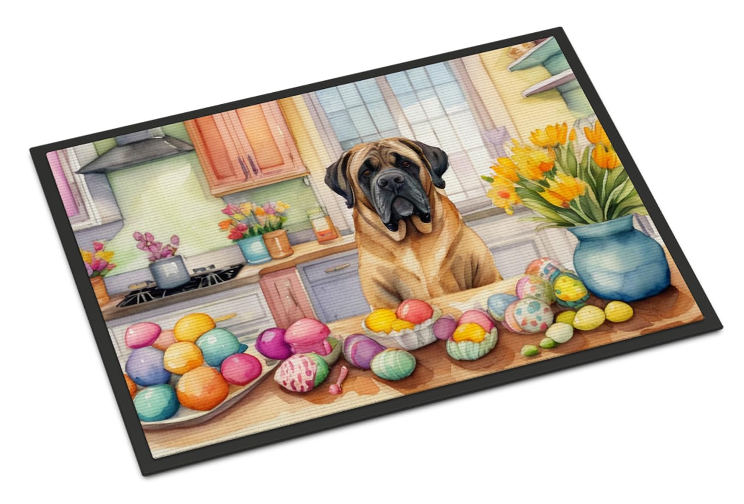 Carolines Treasures DAC6854JMAT Decorating Easter Mastiff Doormat Front Door Mat Indoor Outdoor Rugs for Entryway, Non Slip Washable Low Pile, 24H X 36W