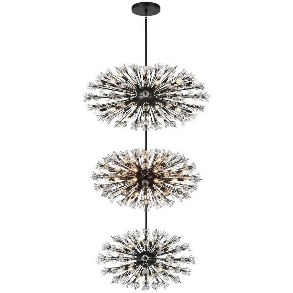 Elegant Lighting Vera 50' Modern Metal/Crystal Chandelier In Black/Clear