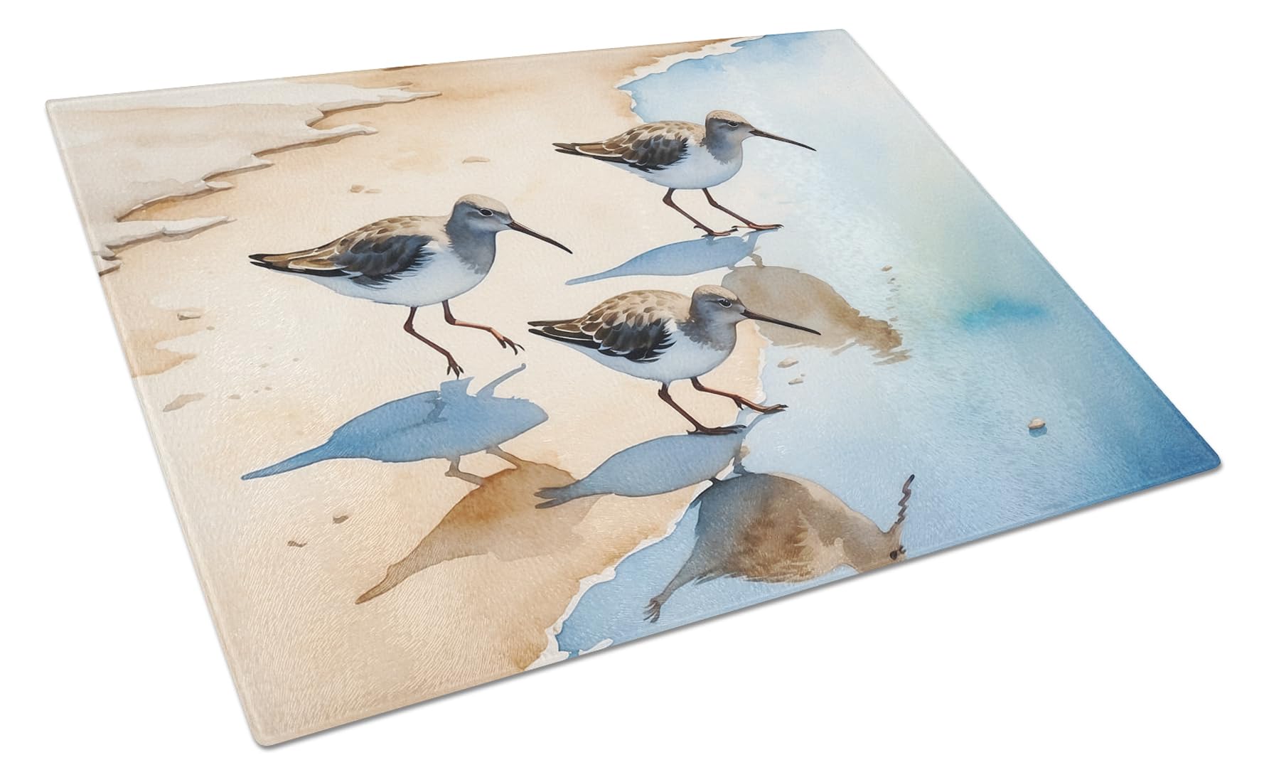 Carolines Treasures Sandpipers Glass Cutting Board Decorative Tempered Glass Kitchen Cutting and Serving Board Large Size Chopping Board
