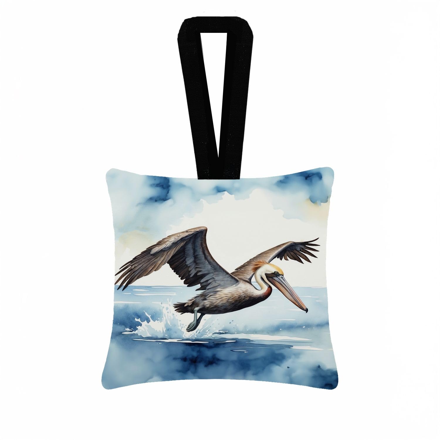 Carolines Treasures Pelican Diving Hanging Square Fabric Ornament 3.5  3.5 Decorative Door-Knob & Tree Hanger, Soft Fabric