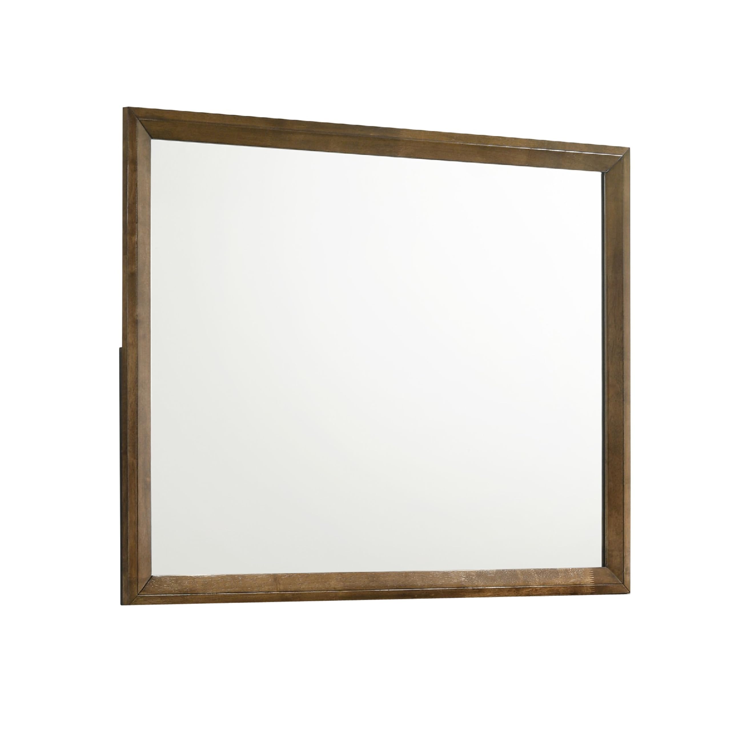Lary Dresser Mirror, 45 Inch Rectangular Frame, Walnut Brown Okume Veneer