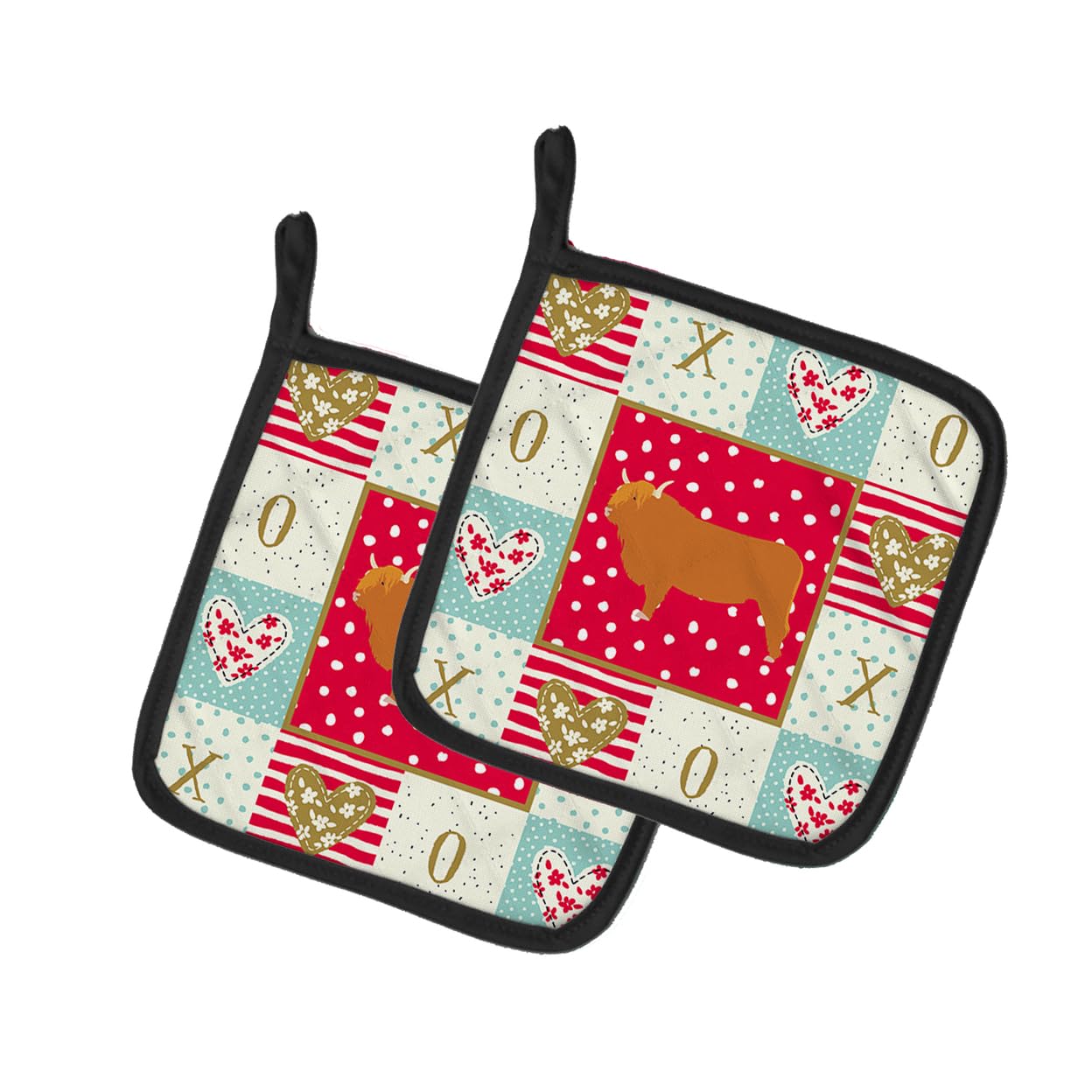 Highland Cow Love Pair of Pot Holders