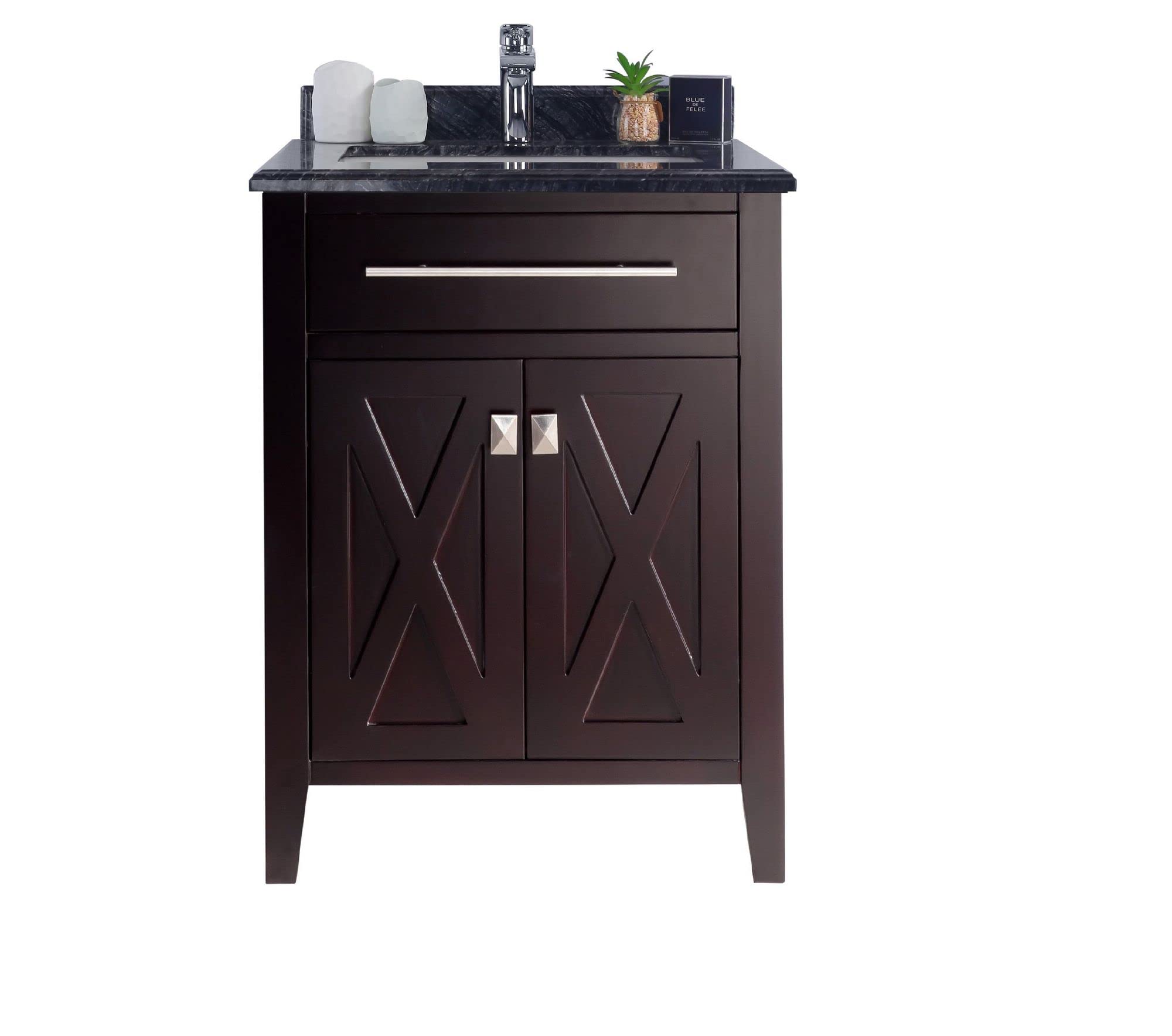 Wimbledon - 24 - Brown Cabinet + Black Wood Marble Countertop