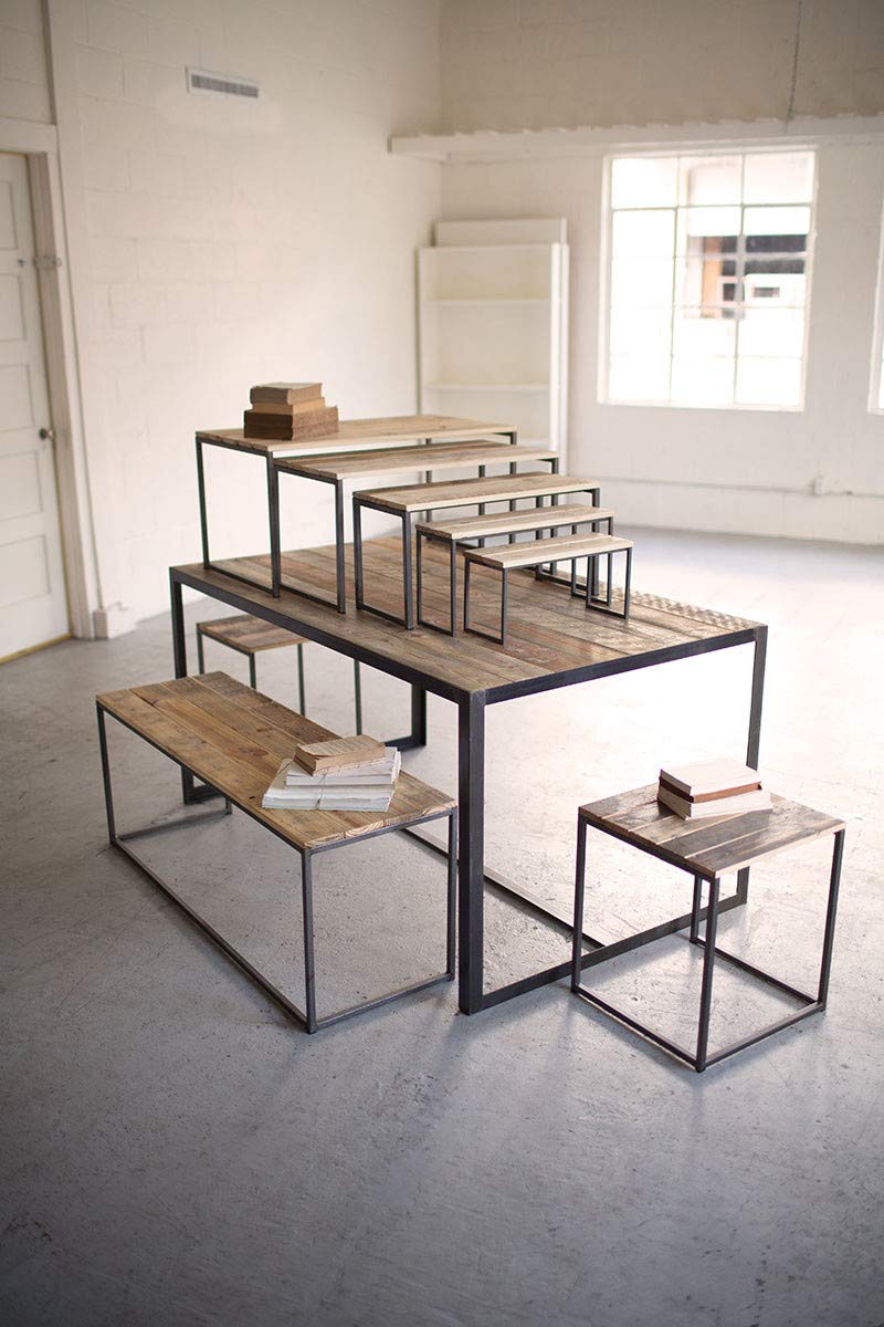 Set Of Nine Recycled Wood And Metal Display