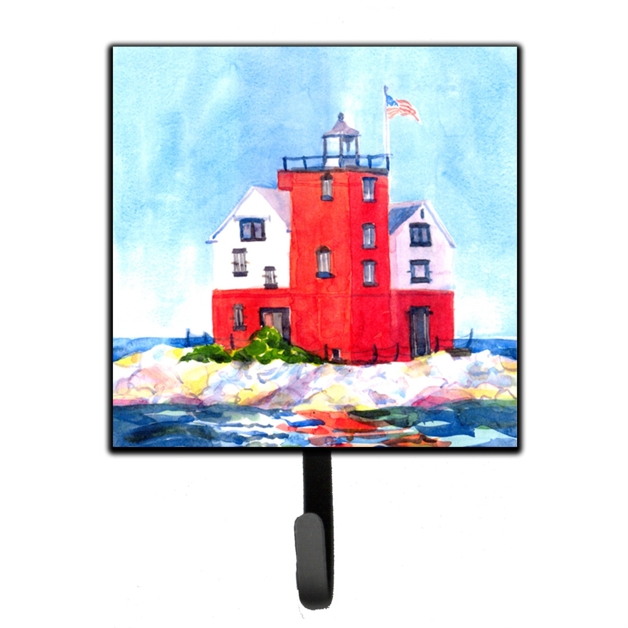 Caroline'S Treasures 6137Sh4 Lighthouse On The Rocks Harbor Leash Holder Or Key Hook, Small, Multicolor