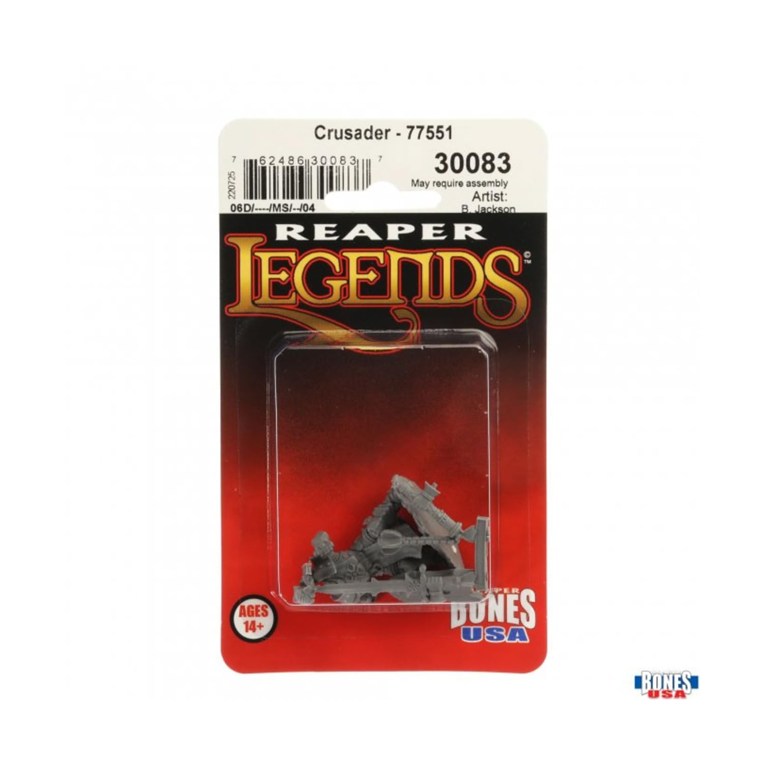 Reaper Human Crusader Miniature Figure 25mm Heroic Scale Bones USA Miniatures