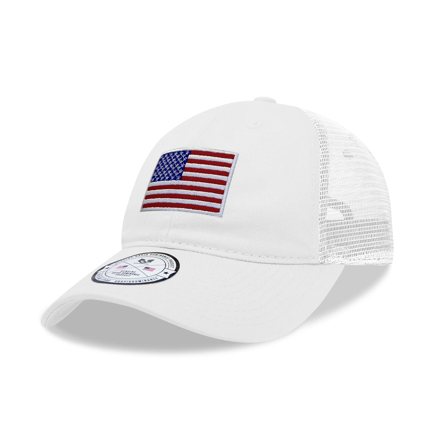Relaxed Trucker Cap, USA Flag, White