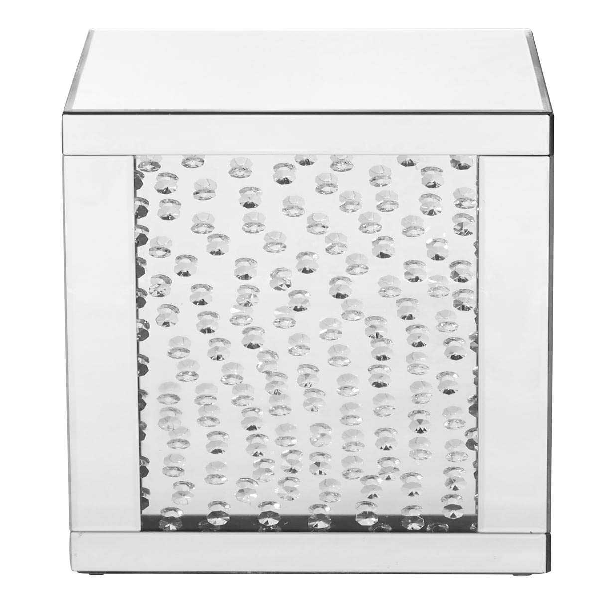 Elegant Decor 12 Inch Crystal End Table In Clear Mirror Finish