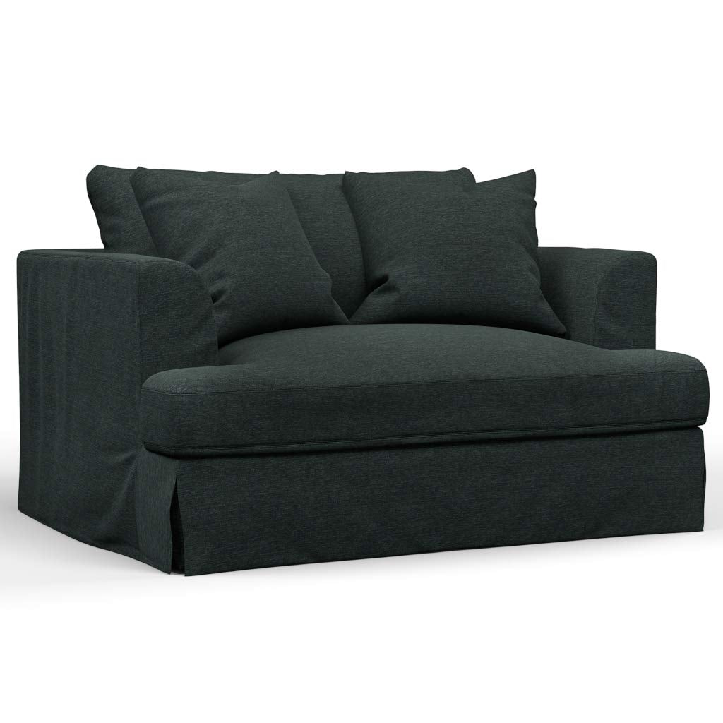 Sunset Trading Newport Slipcovered 52 Wide Chair and A Half | Stain Resistant Performance Fabric | 2 Throw Pillows | Dark Gray"