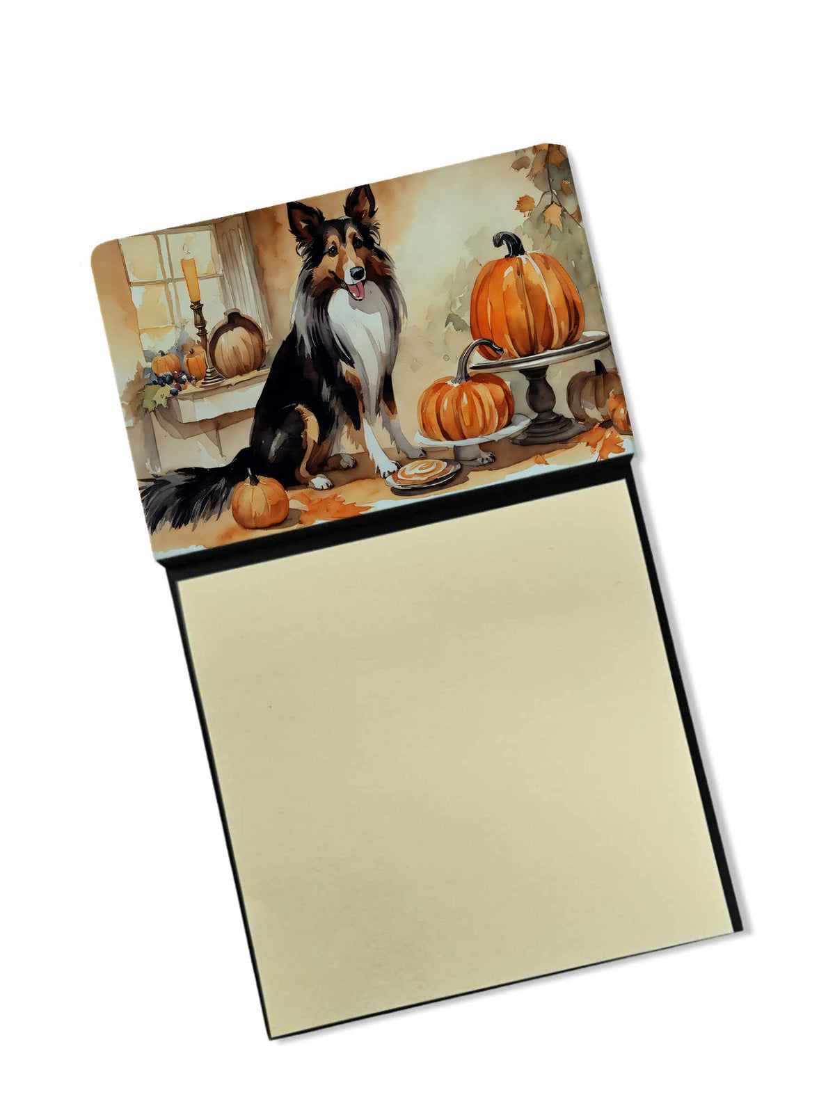 Collie Fall Kitchen Pumpkins Sticky Note Holder