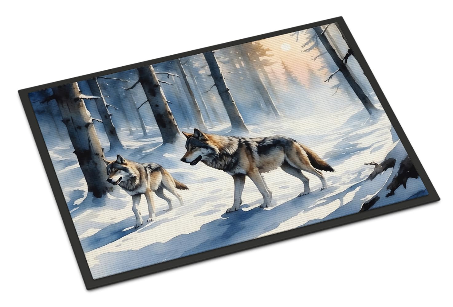 Carolines Treasures Winter Wolves Doormat Front Door Mat Indoor Outdoor Rugs for Entryway, Non Slip Washable Low Pile, 24H X 36W