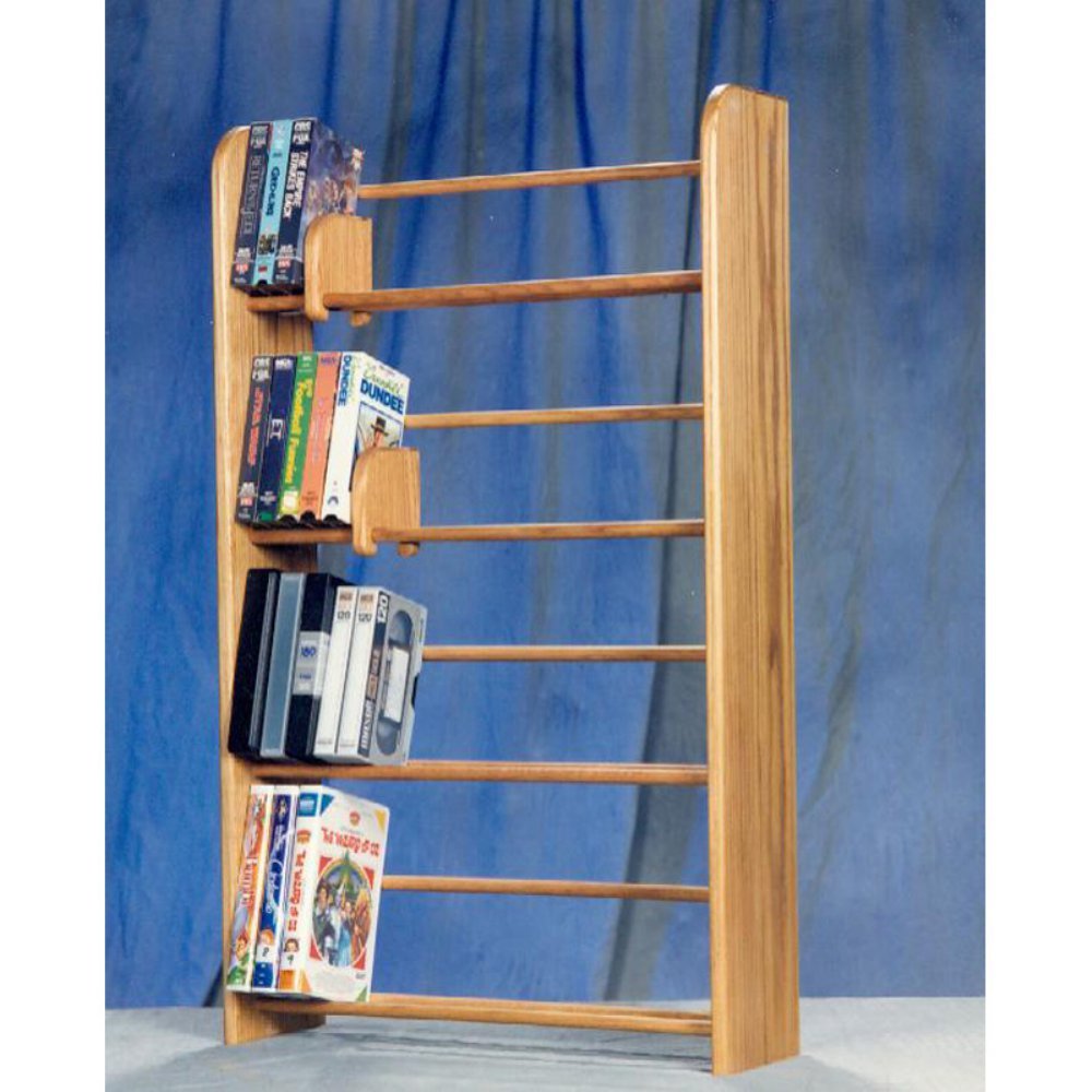 Casafoyer Solid Oak 4 Row Dowel DVD/VHS Rack | (2 Units)