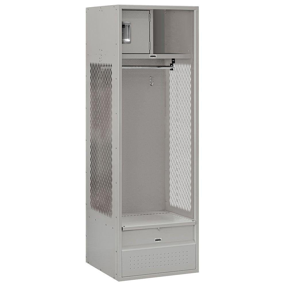 24 Wide Open Access Metal Locker - 6 Feet High - 24 Inches Deep - Gray - Unassembled
