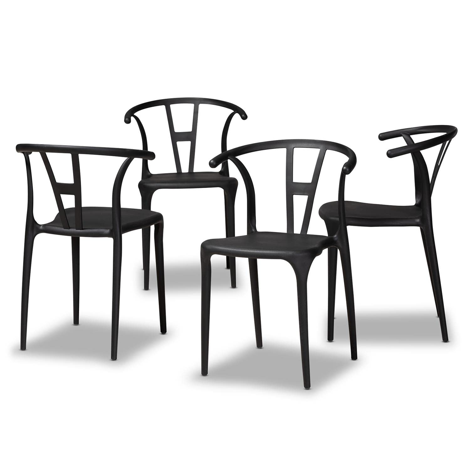 Baxton Studio Warner Black Plastic Dining Chair (Set Of 4)