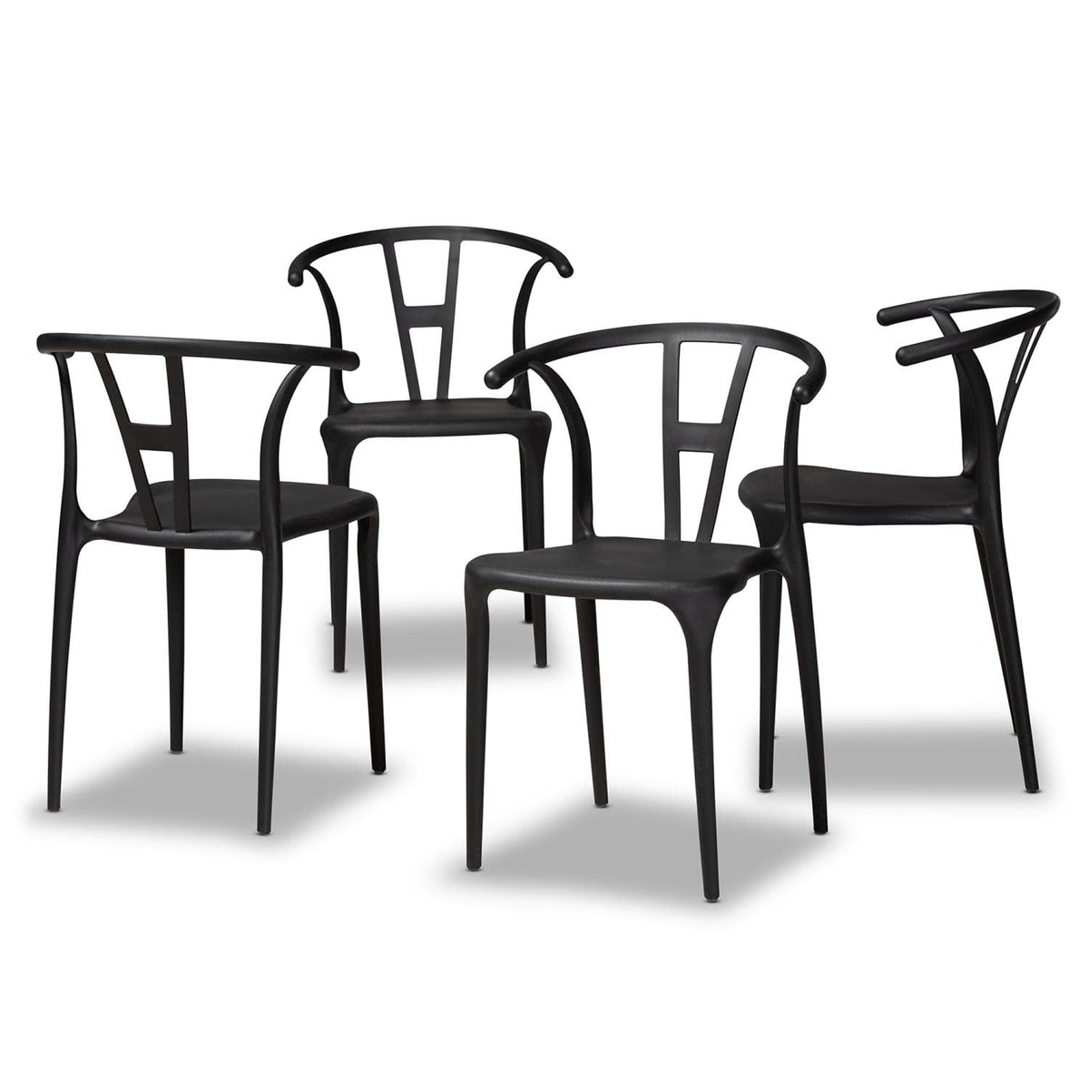 Baxton Studio Warner Black Plastic Dining Chair (Set Of 4)