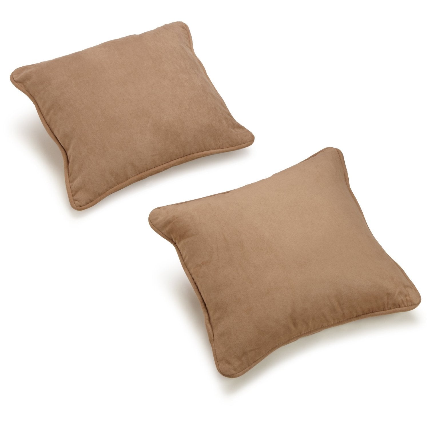 18-inch Double-corded Solid Microsuede Square Throw Pillows with Inserts (Set of 2) - Java