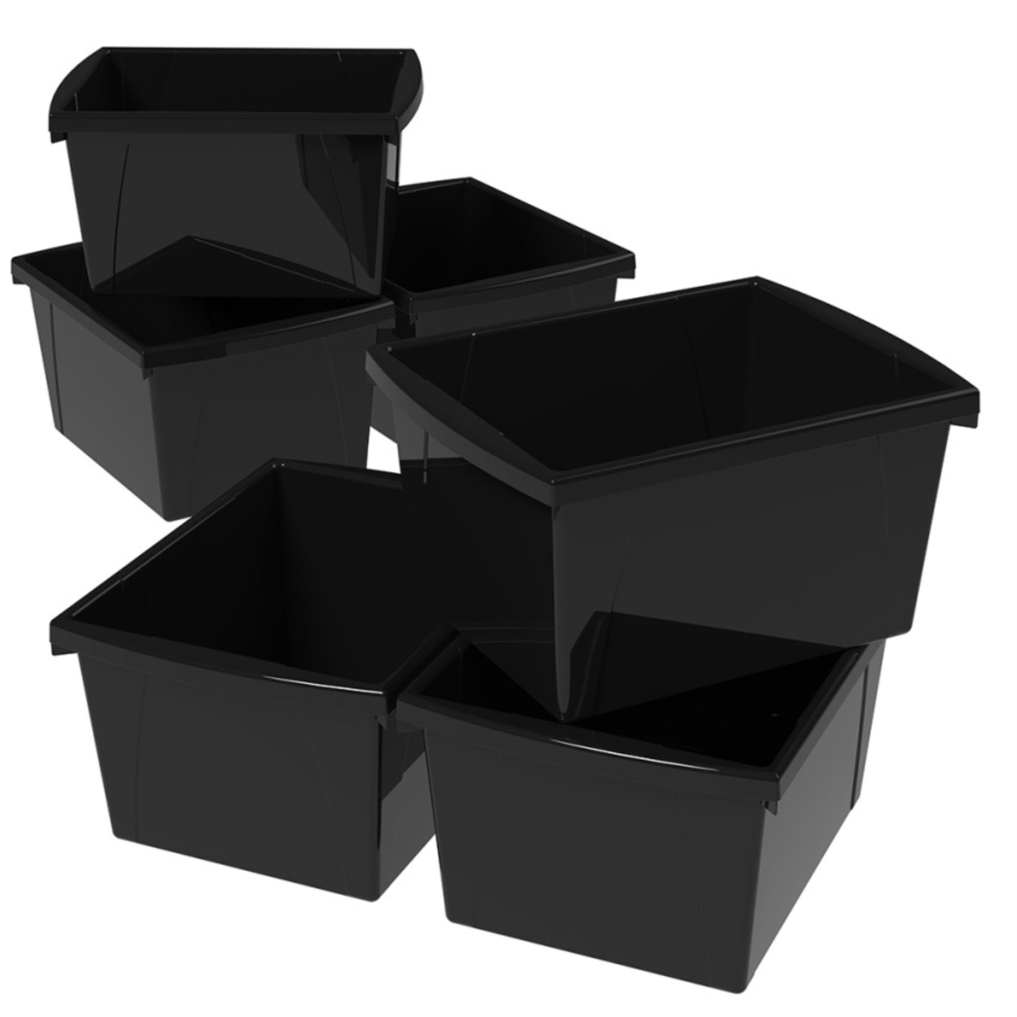 4 Gallon (15L) Classroom Storage Bin, Black (Case of 6)