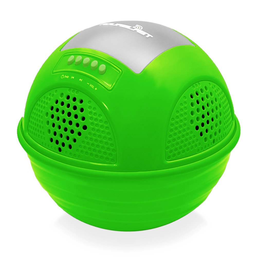 Pyle Portable Waterproof Floating Pool Speaker-Outdoor Wireless Bluetooth Compatible Rechargeable Battery Powered Shower Loud Sp