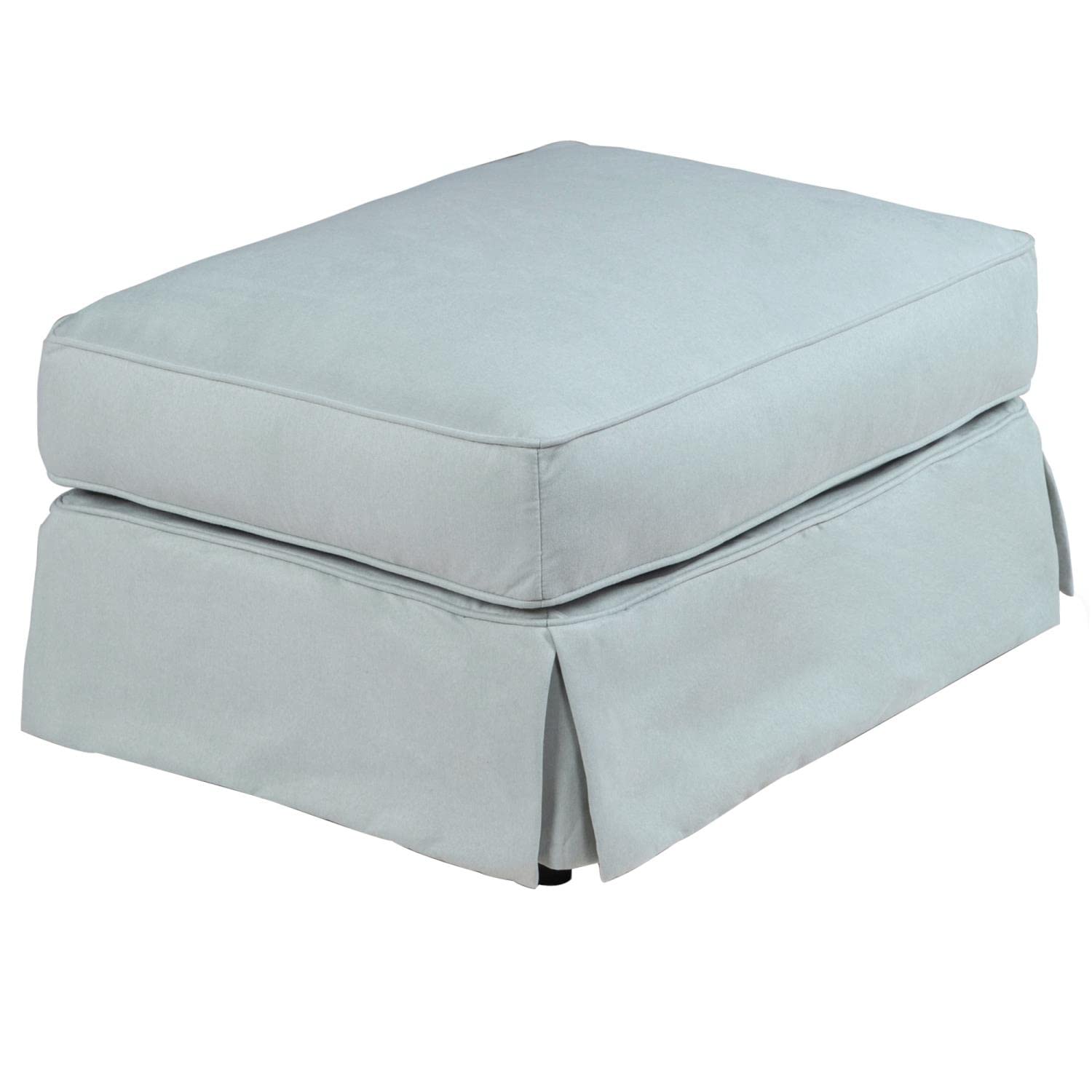 Sunset Trading Horizon Slipcovered Ottoman | Stain Resistant Performance Fabric | Ocean Blue