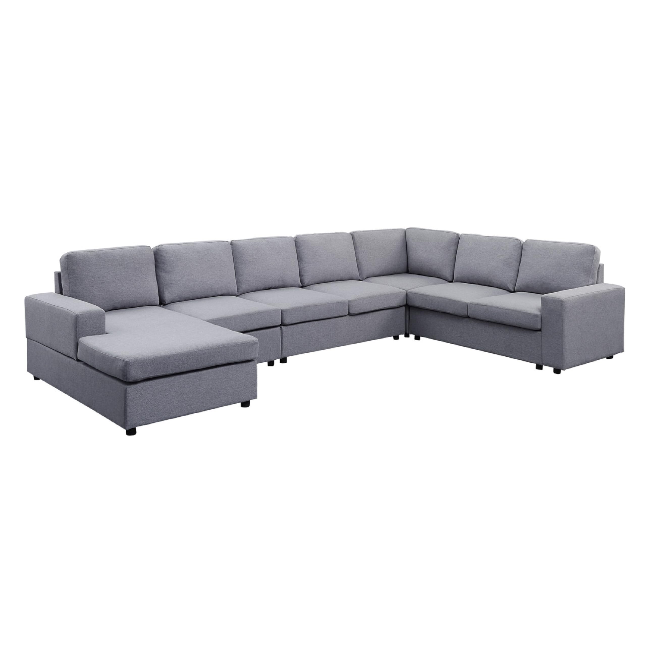 Fenie7 Seat Reversible Modular Sectional Sofa Chaise, Gray, 147 Inch