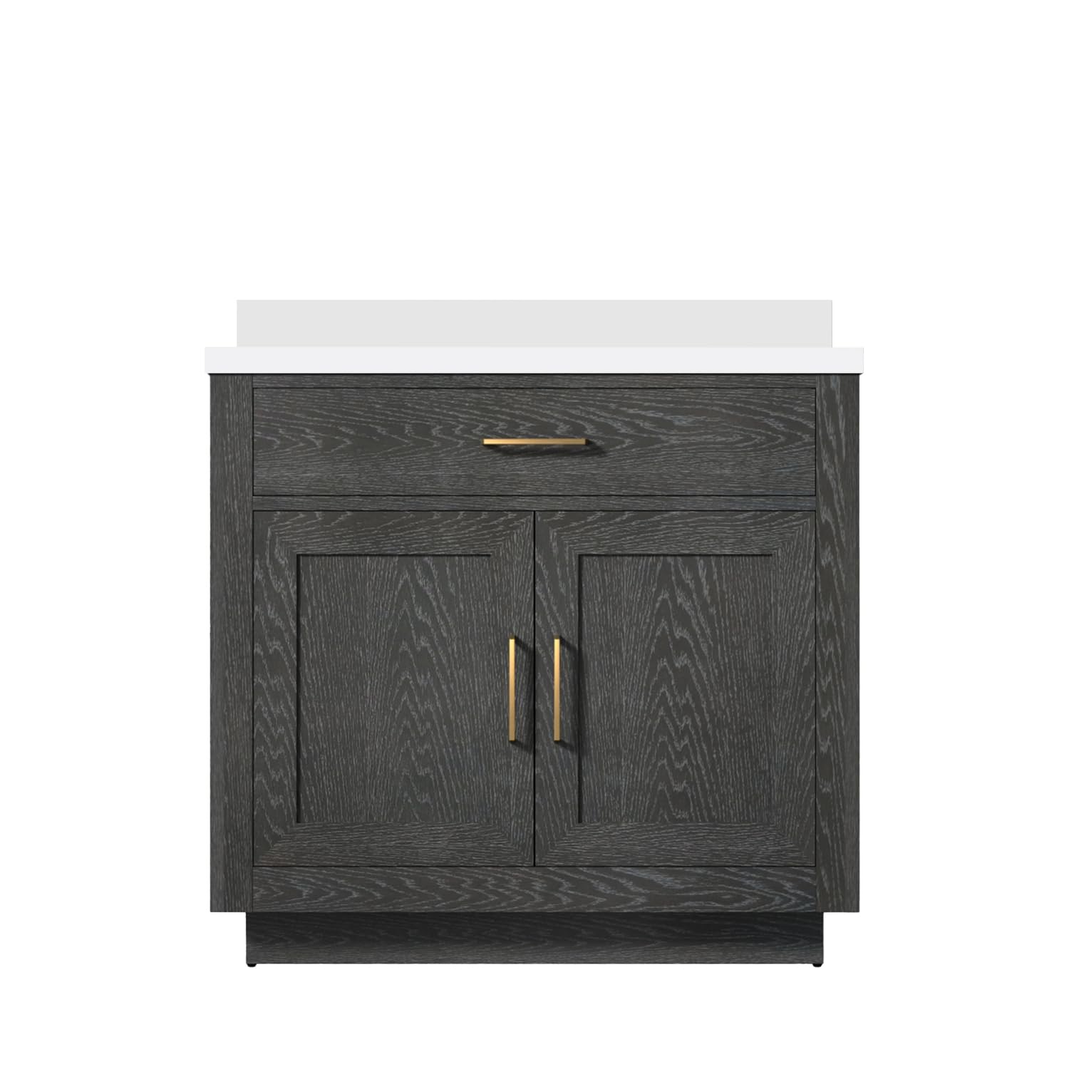 Abbey 36 in W x 22 in D Black Oak Single Bath Vanity and White Quartz Top