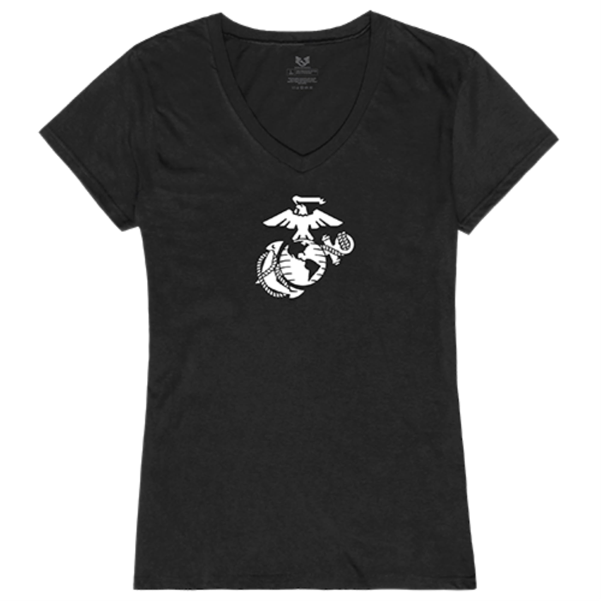 Graphic V-Neck, Marines 3, Black, M