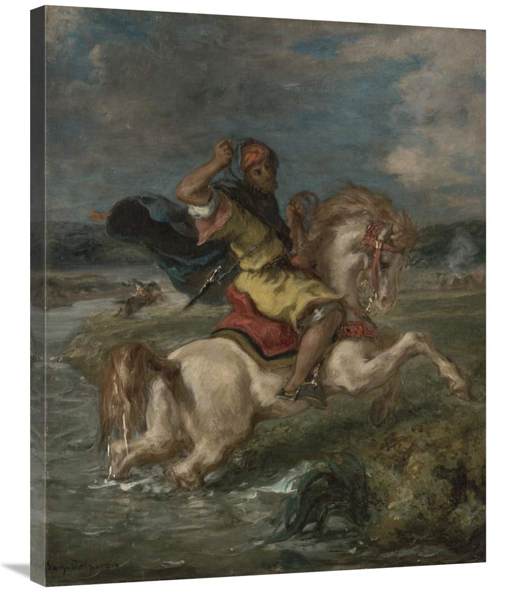 Moroccan Horseman Crossing a Ford-Canvas Art-28x35”