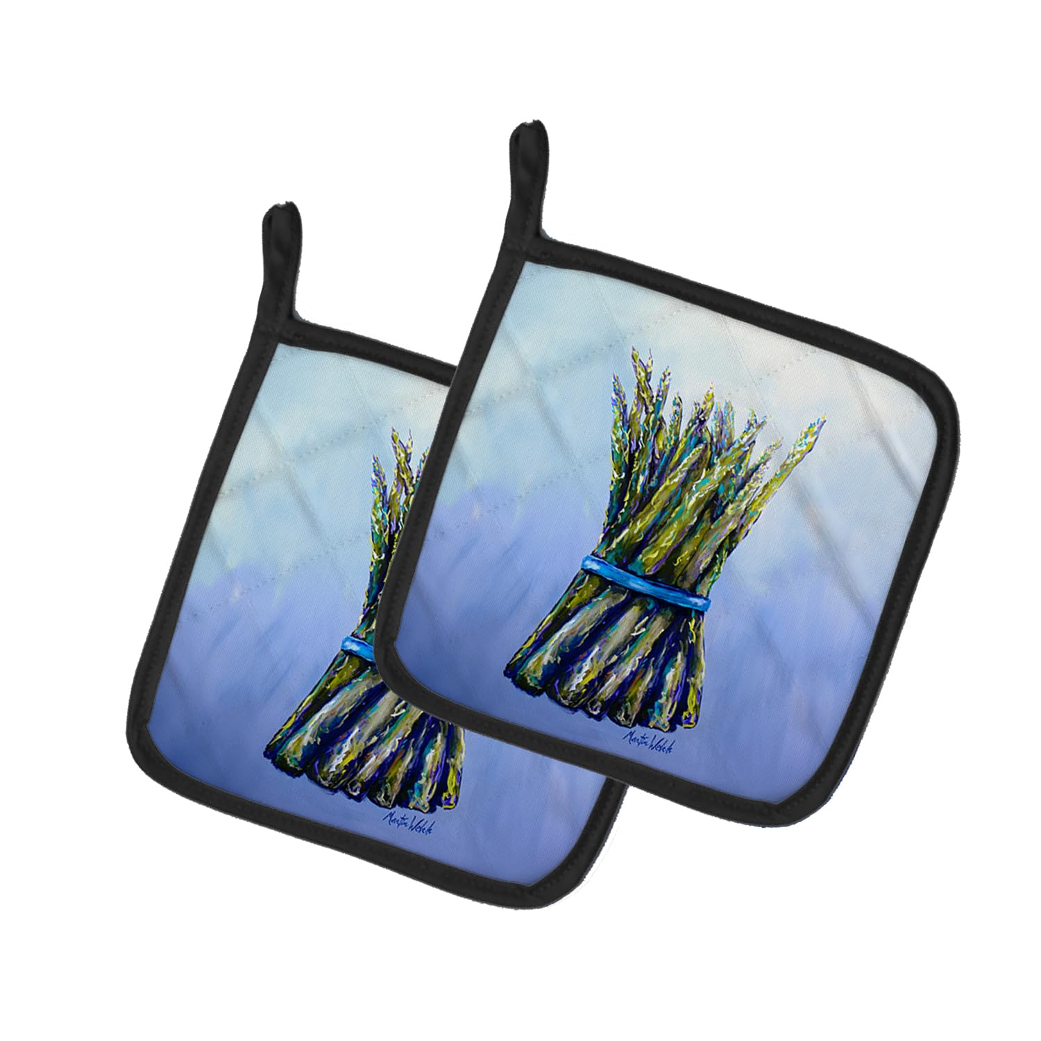 Fresh Bunch Asparagus Pair of Pot Holders