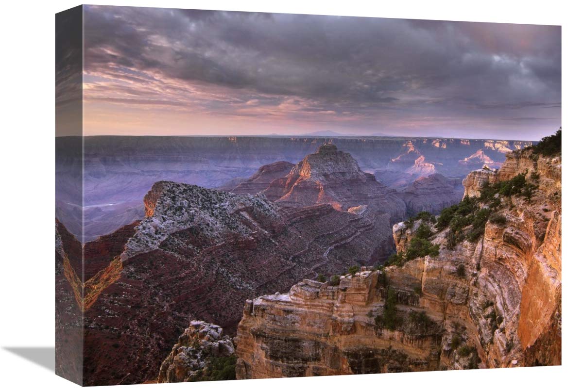 Stormy skies over Vishnu Temple, Grand Canyon National Park, Arizona-Canvas Art-16x12”