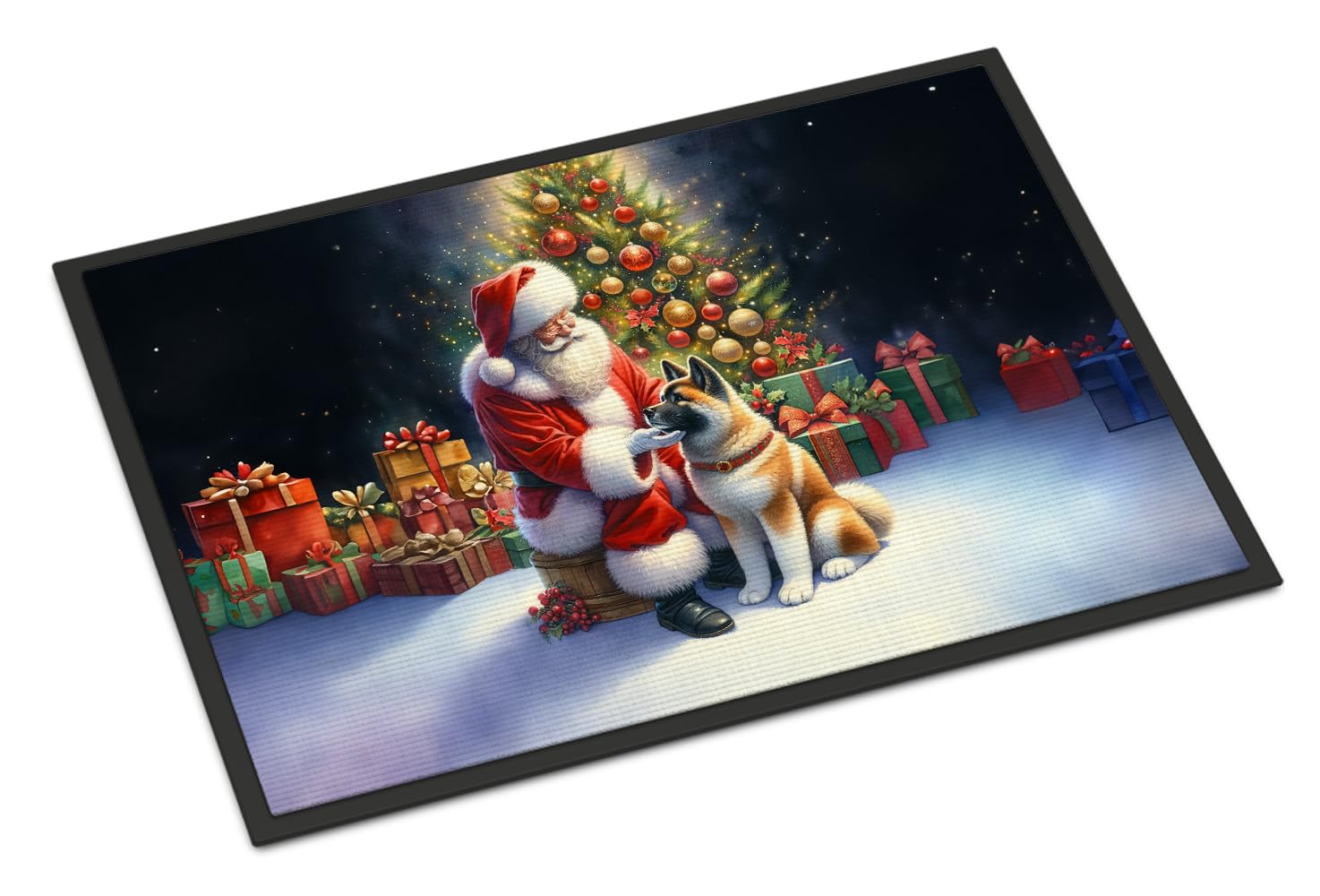 Carolines Treasures DAC4056MAT Akita and Santa Claus Doormat Front Door Mat Indoor Outdoor Rugs for Entryway, Non Slip Washable Low Pile, 18H X 27W