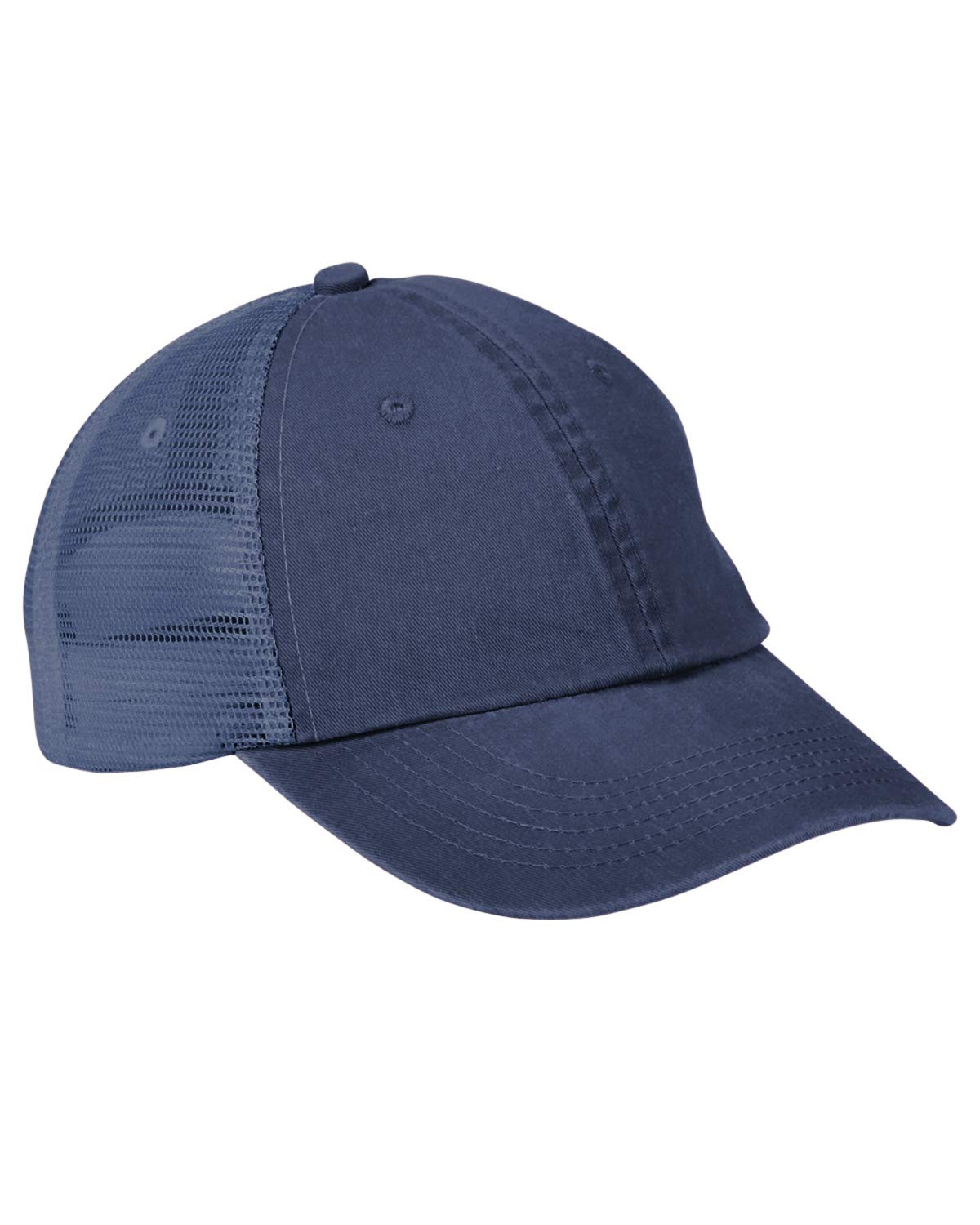 VB101 | VIBE- Cotton mid-weight twill crown and visor with nylon mesh back panels, six panel, unstructured, low-profile cap with heavy enzyme wash and dyed to match snap back cloure. - NAVY