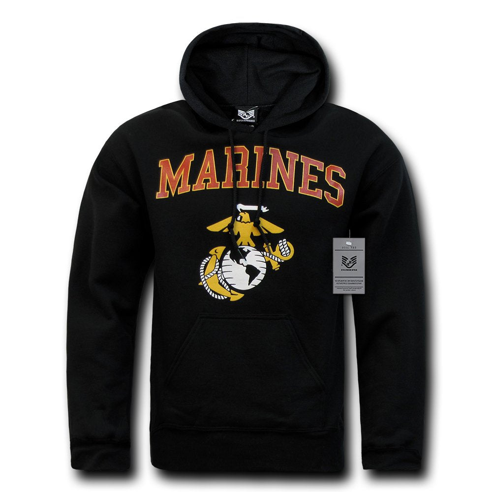 Pull Over Hoodie, Marines, Black, L