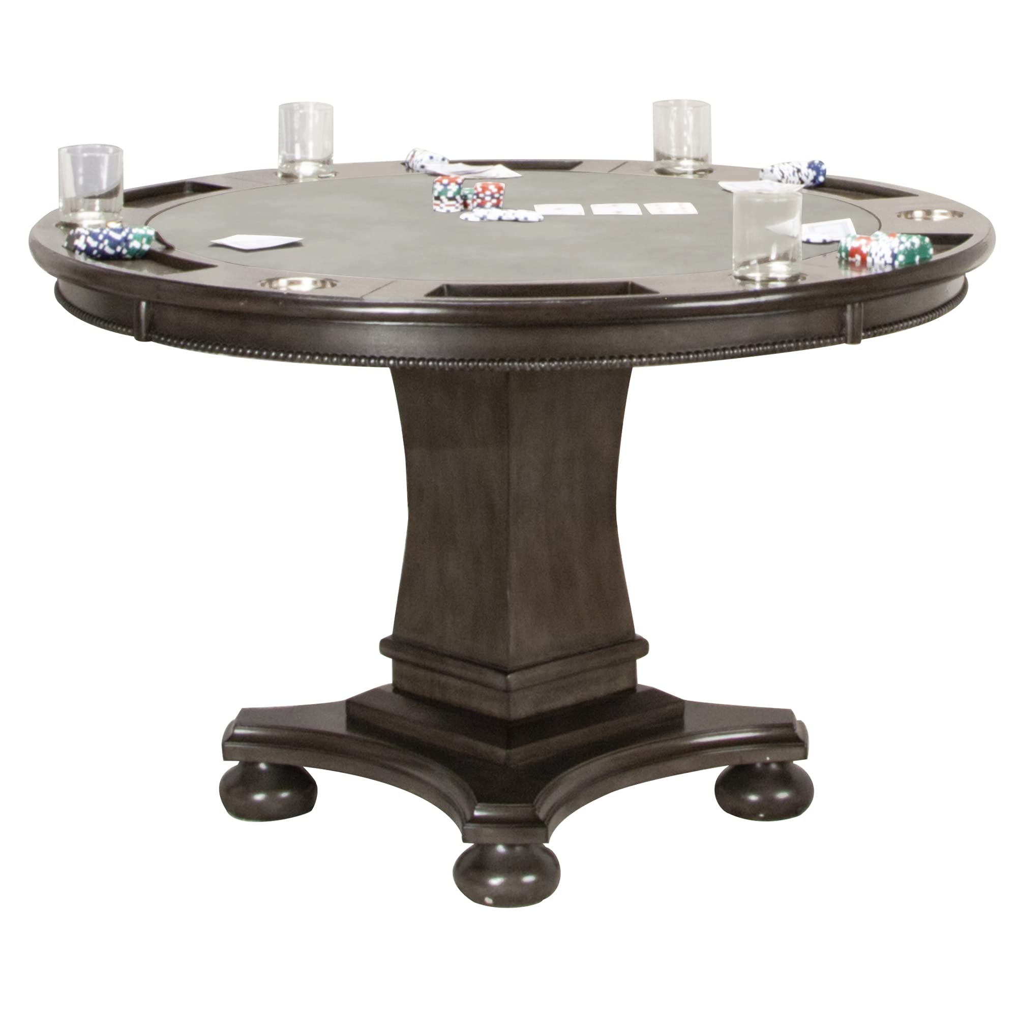 Sunset Trading 48 Round Vegas Dining and Poker Table | Reversible Game Top | Gray Wood"