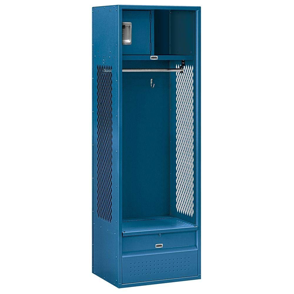 24 Wide Open Access Metal Locker - 6 Feet High - 18 Inches Deep - Blue - Unassembled