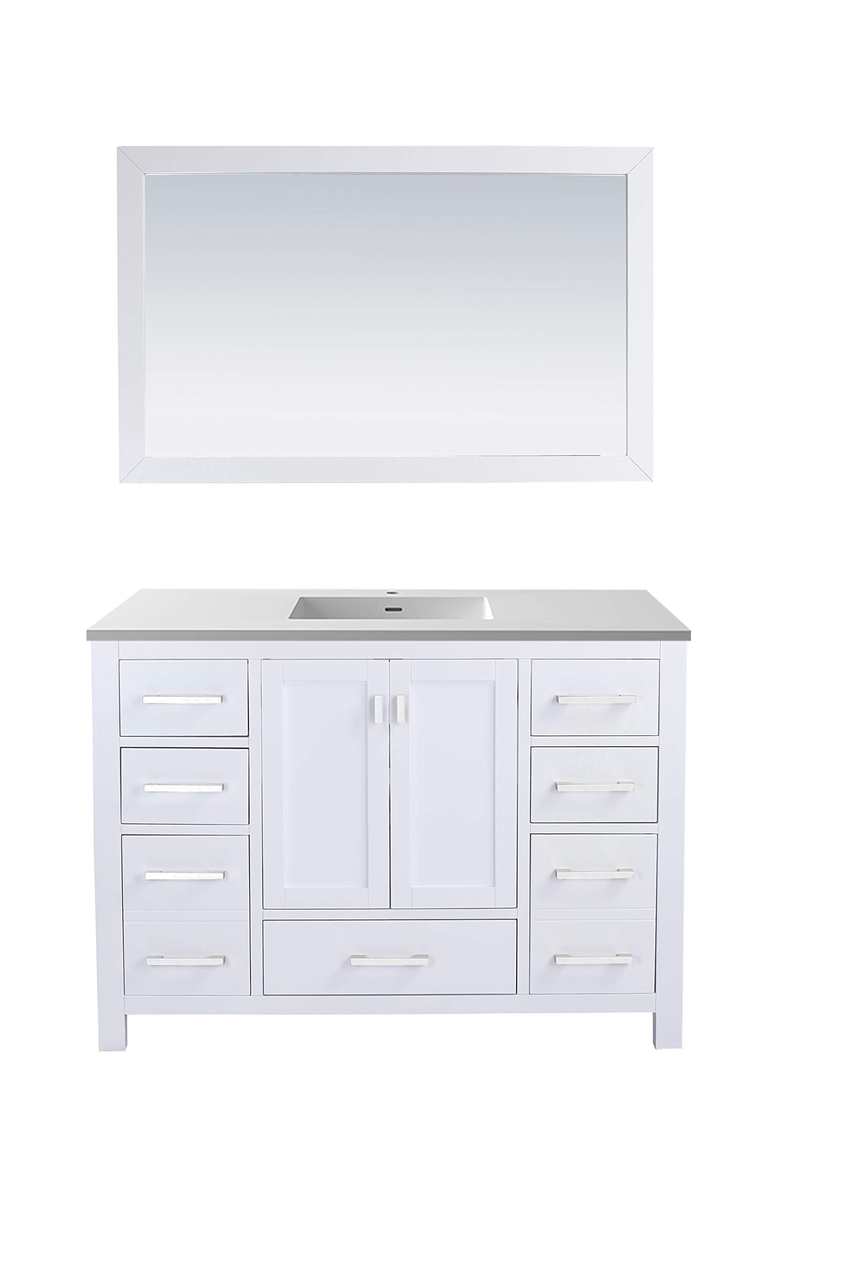 Wilson 48 - White Cabinet + Matte White VIVA Stone Solid Surface Countertop
