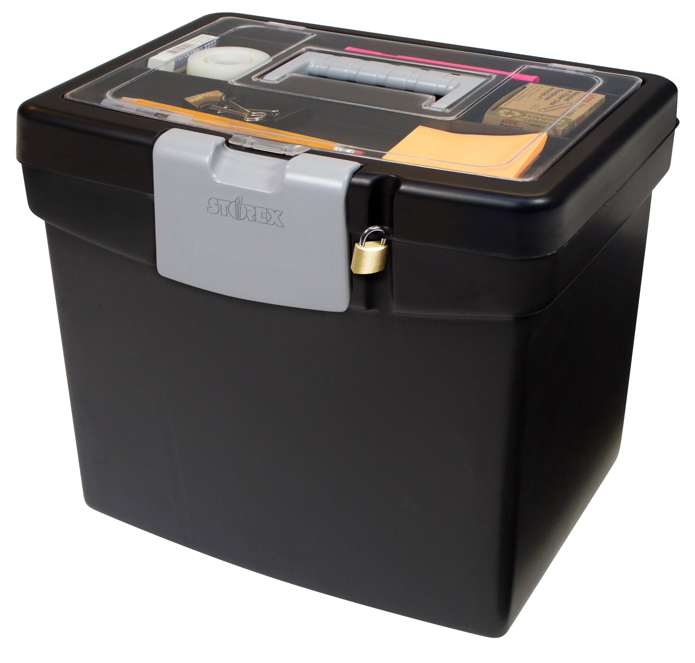 Storex File Storage Box, with XL Storage Lid, Black