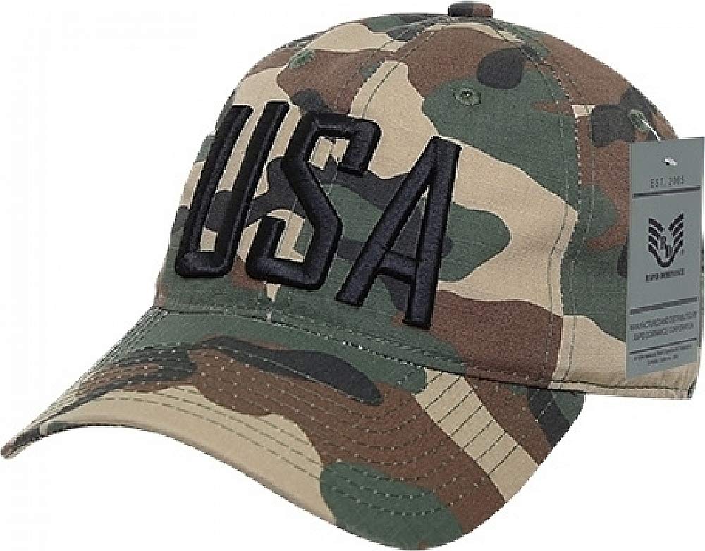 Relaxed Ripstop Cap, USA Text, Woodland