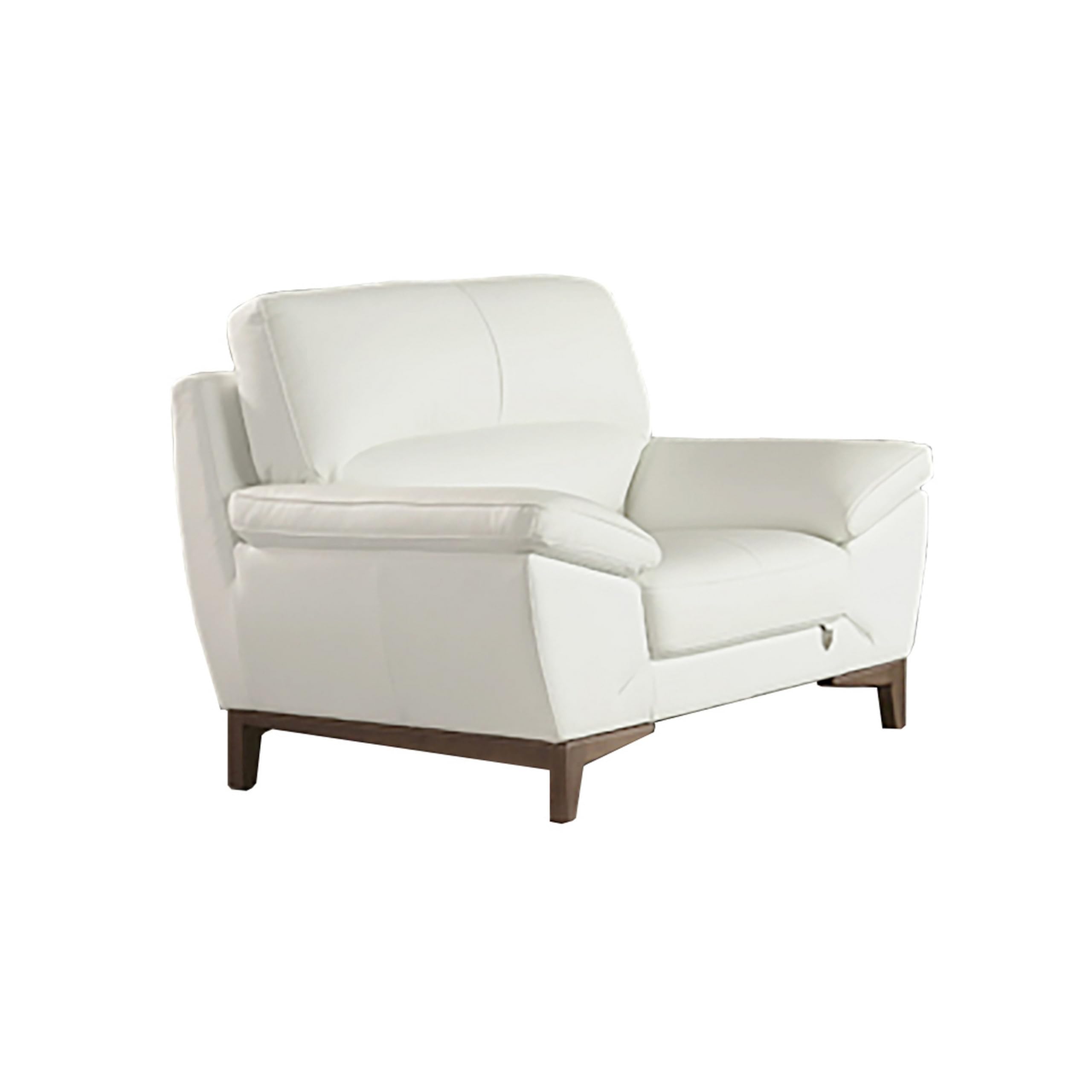 Fina 48 Inch Accent Sofa Chair, Cushioned, White Tufted Italian Leather