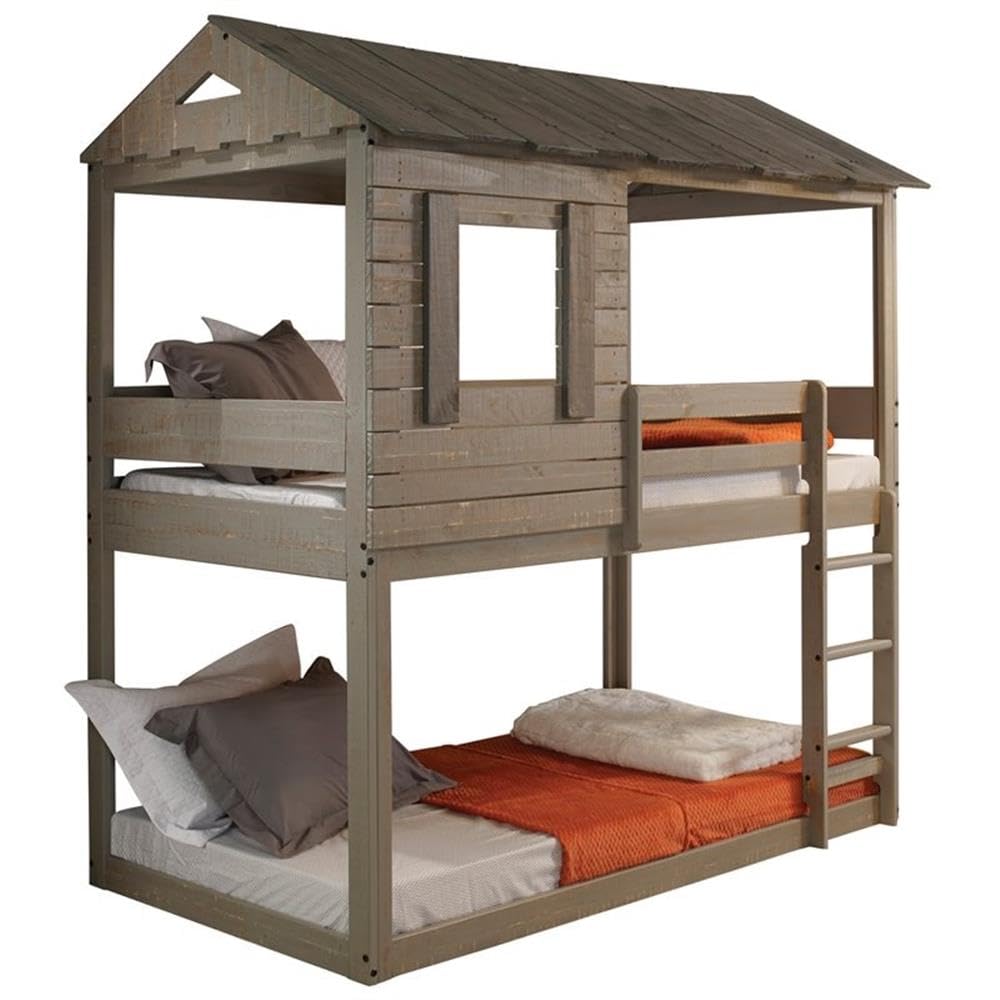 Twin/Twin Bunk Bed, Rustic Gray