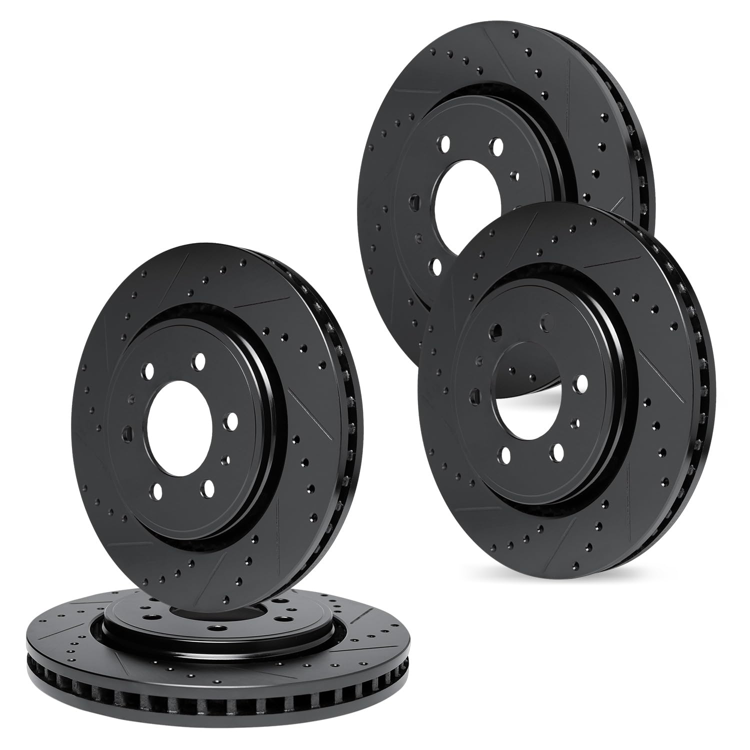 R1 Concepts Drilled and Slotted Black Disc Brake Rotor Set WHPN2-48008