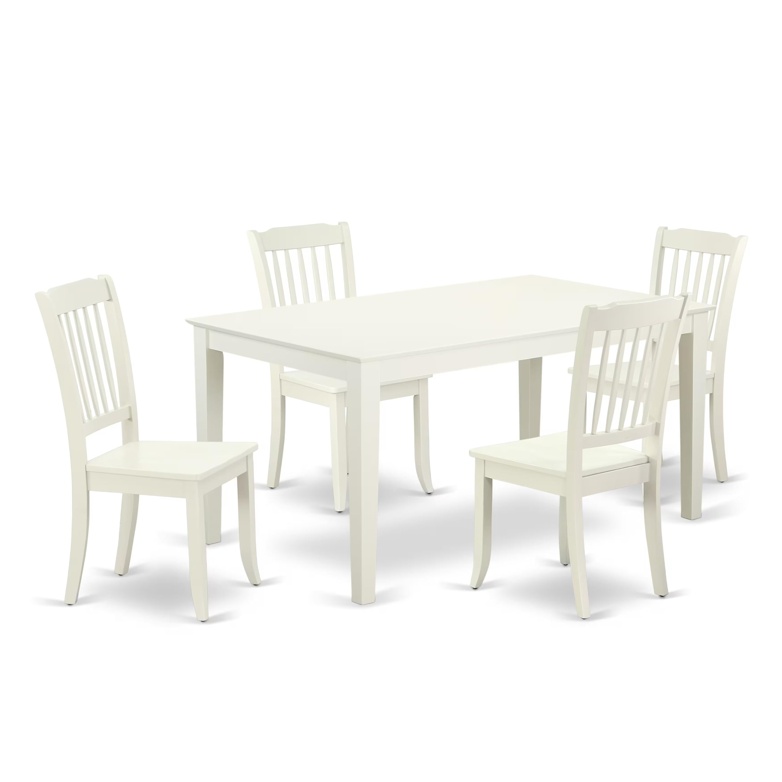 CADA5-LWH-W 5PC Rectangular 60 inch Table and 4 vertical slatted Chairs