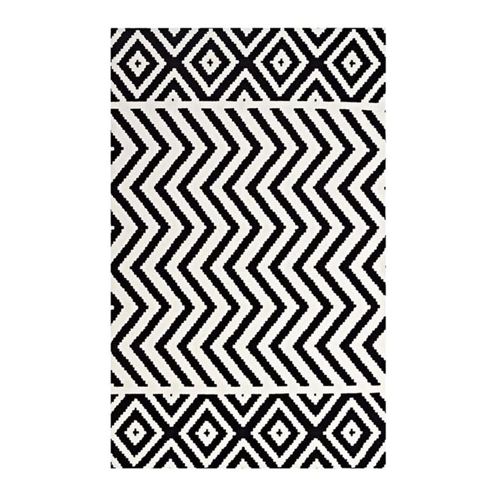 Ailani Geometric Chevron / Diamond 8x10 Area Rug - Black and White
