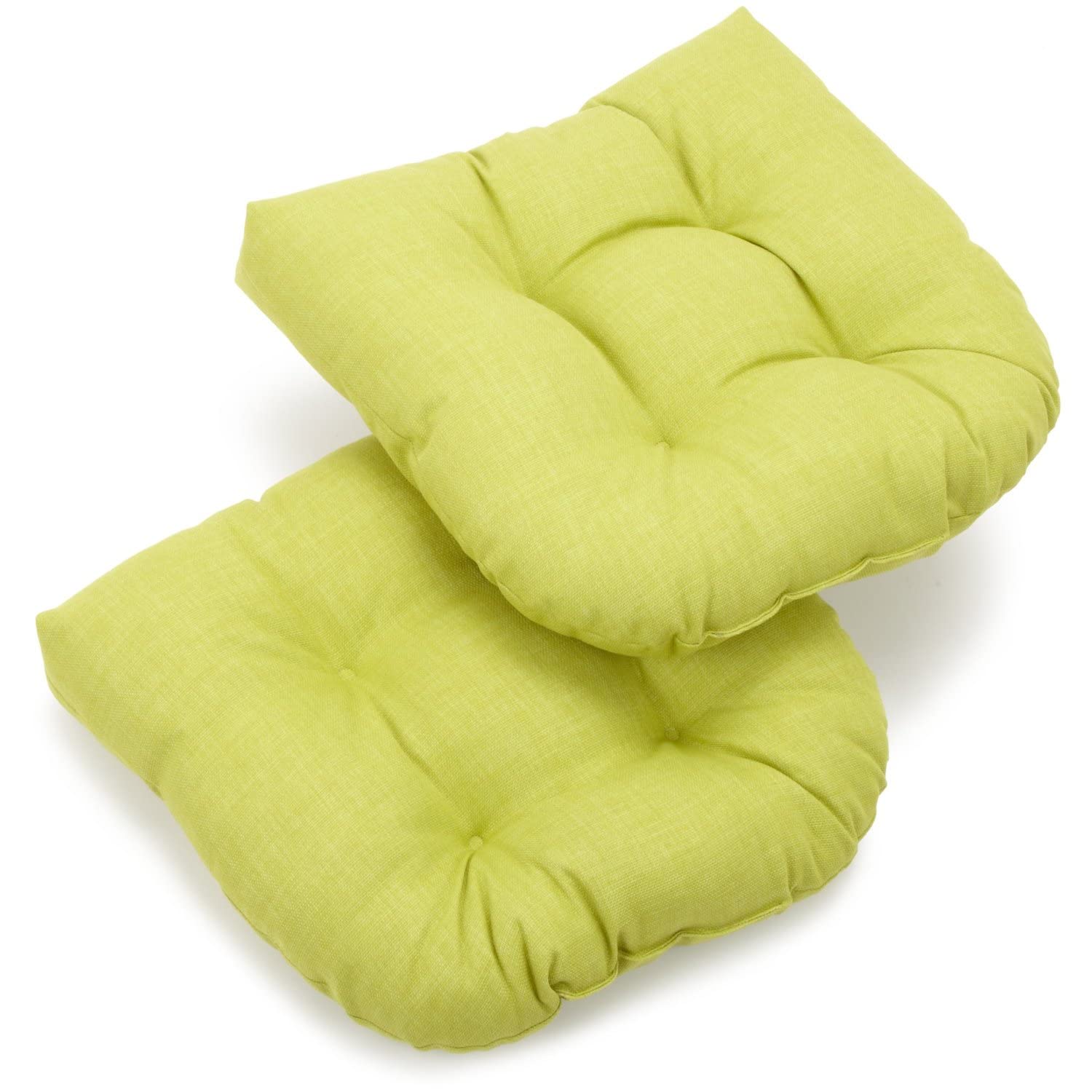 19-inch U-Shaped Outdoor Spun Polyester Tufted Dining Chair Cushion (Set of 2) - Lime
