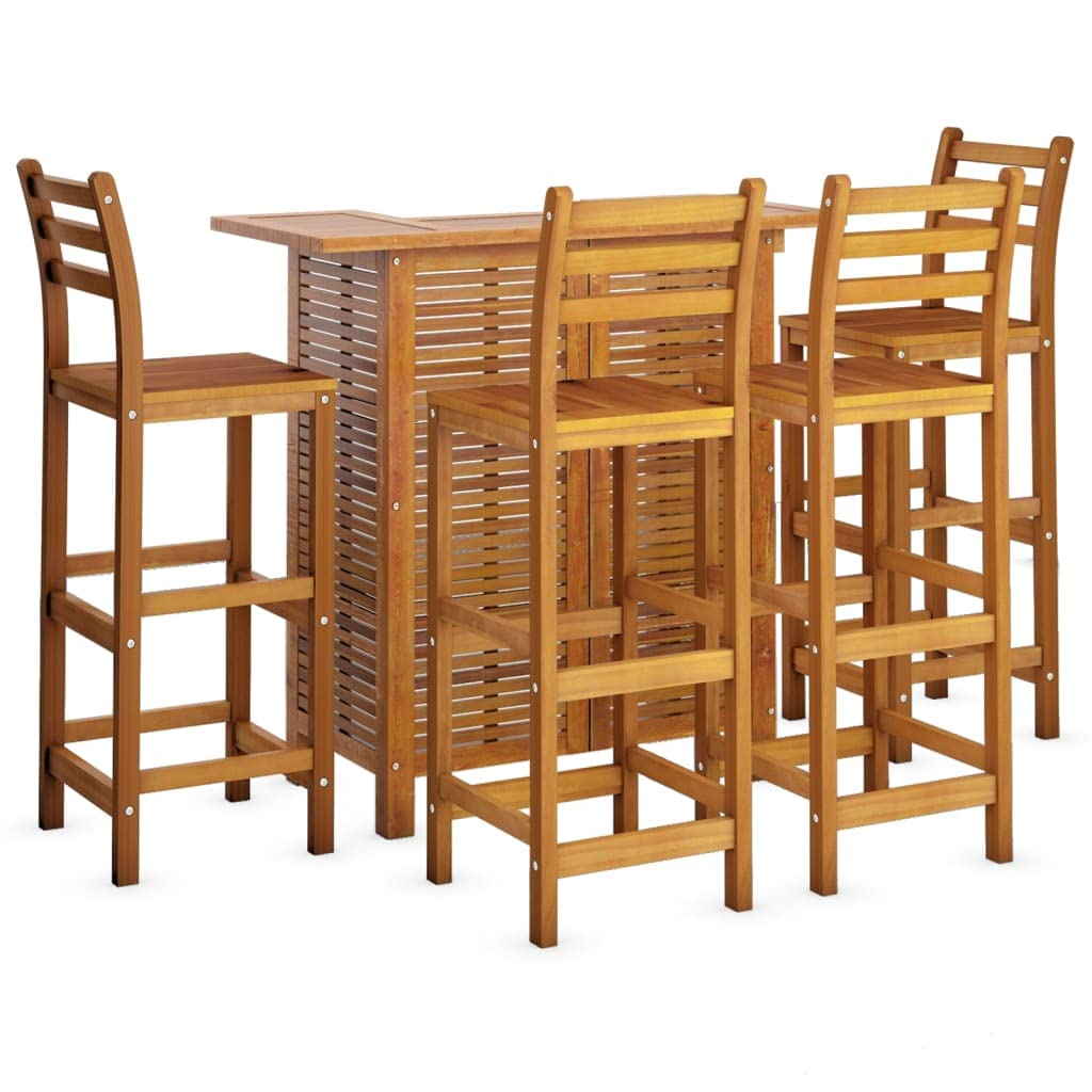 vidaXL 5 Piece Patio Bar Set Solid Wood Acacia