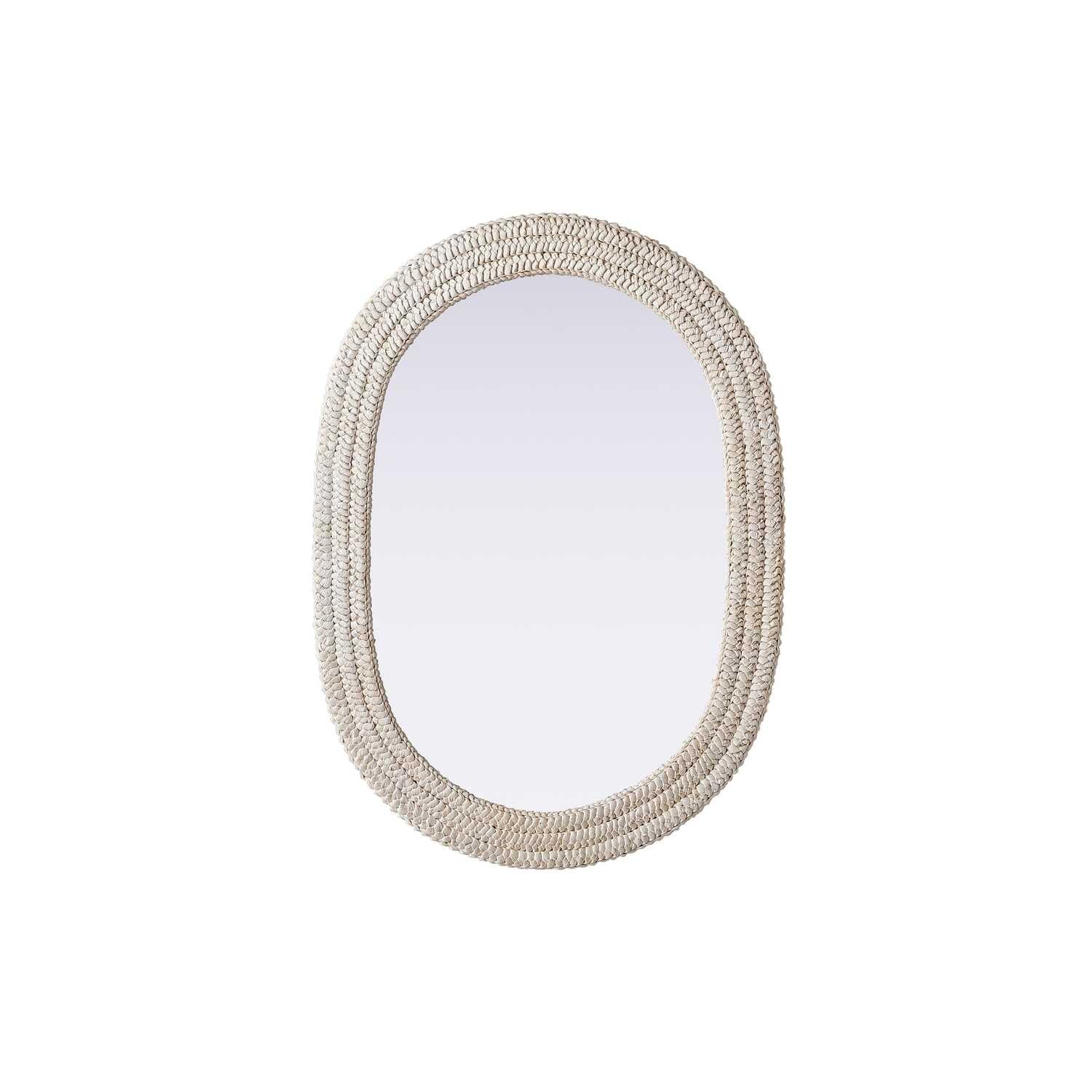 Oval Cornhusk Mirror 30x42 in Linen White
