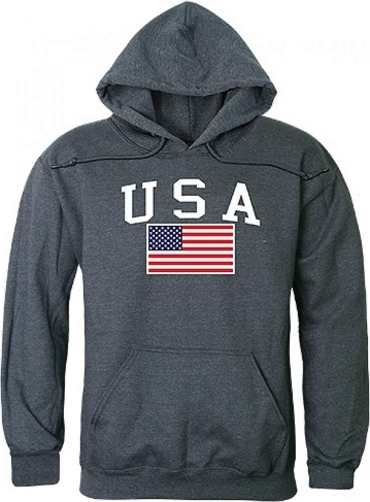 Graphic Pullover, USA & Flag, H.Char, XL